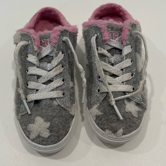 Girls Skechers Glittery Goldie Generation Cozy Sherpa Slip on Sneakers Size 2 - Picture 2 of 7